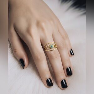 Elegant Gold Plated evil eye Ring with turquoise Gemstone